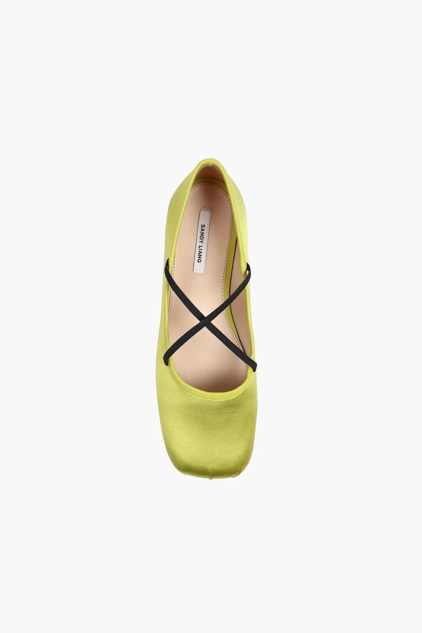 Sale Sandy Liang Criss Cross Pointe In Chartreuse Satin