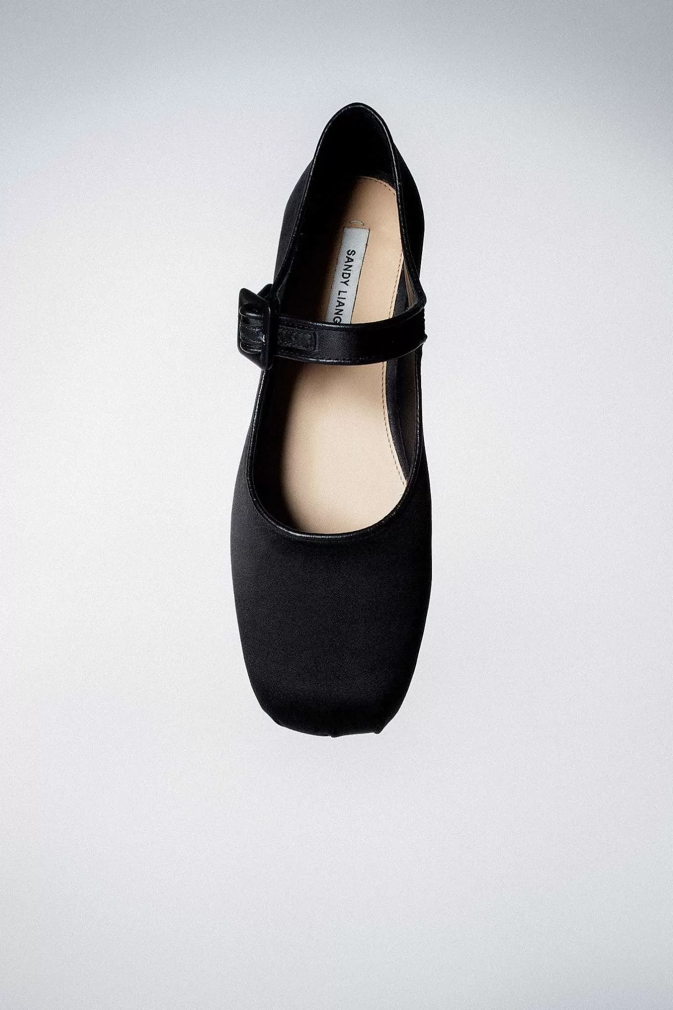 Cheap Sandy Liang Mary Jane Pointe In Black Satin