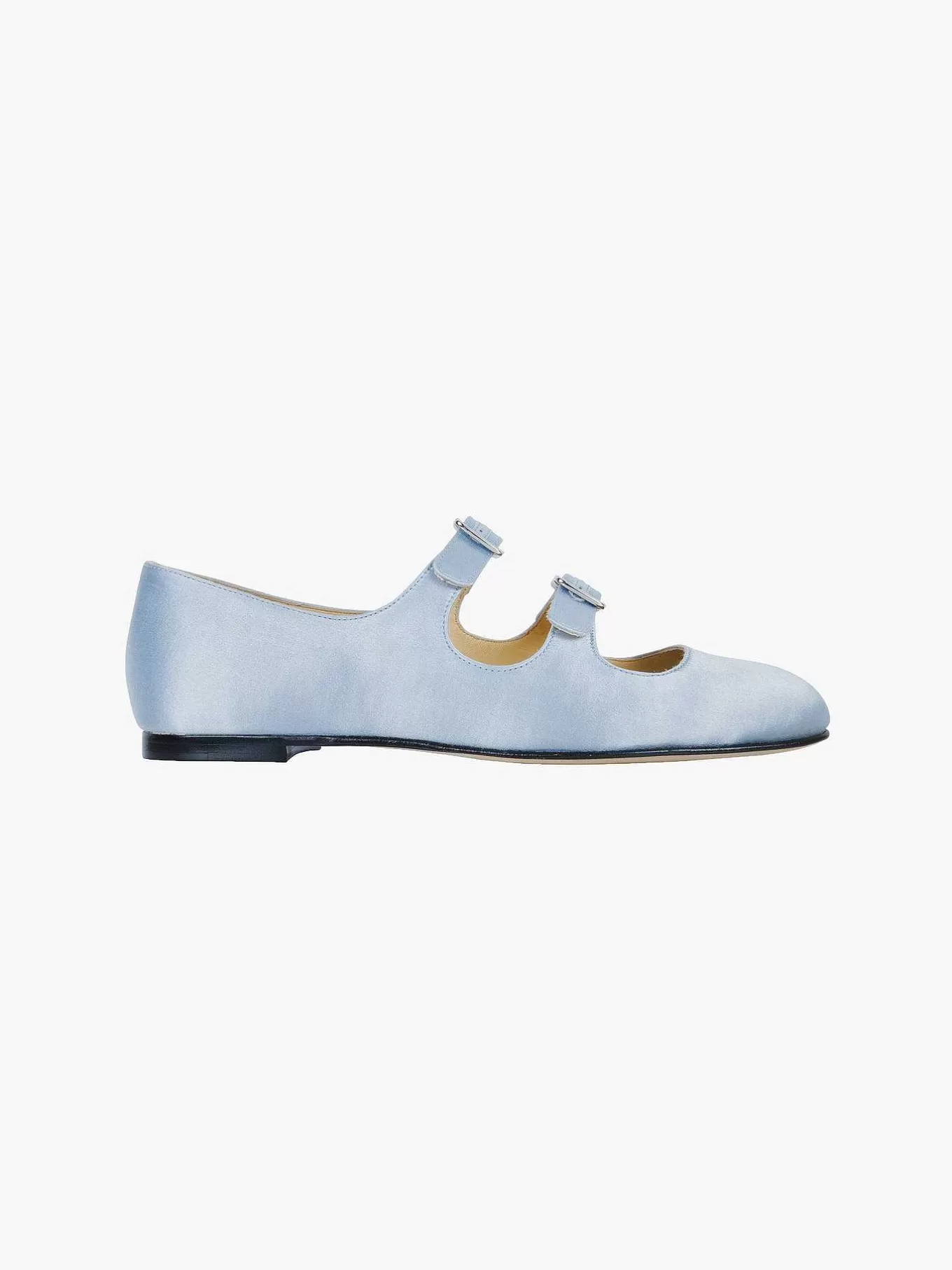 Shop Sandy Liang Mj Double Strap In Ice Blue Satin