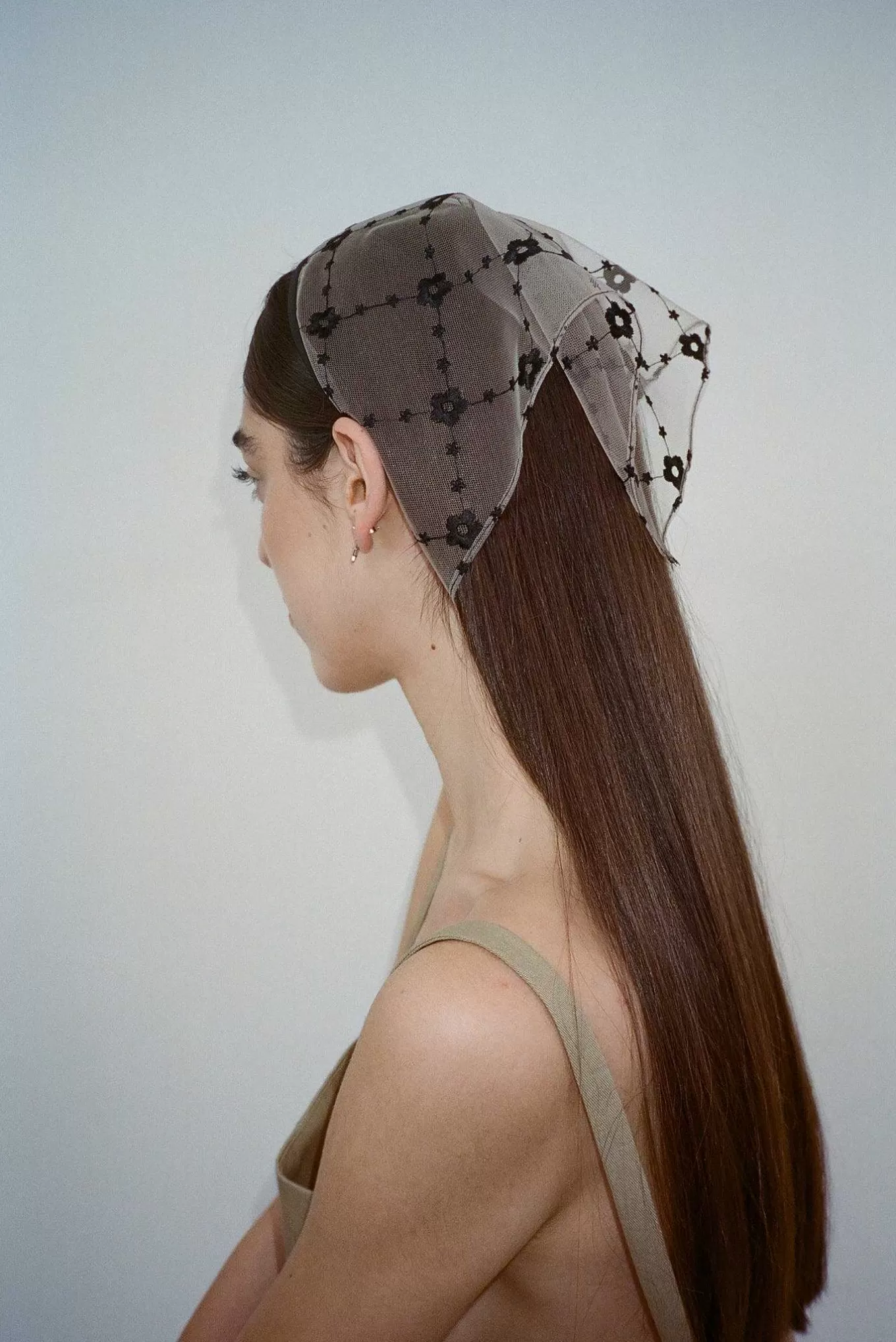 Hot Sandy Liang Ninety Bandana In Flower Grid